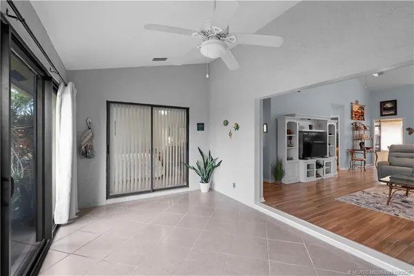 a view of a livingroom with a flat screen tv