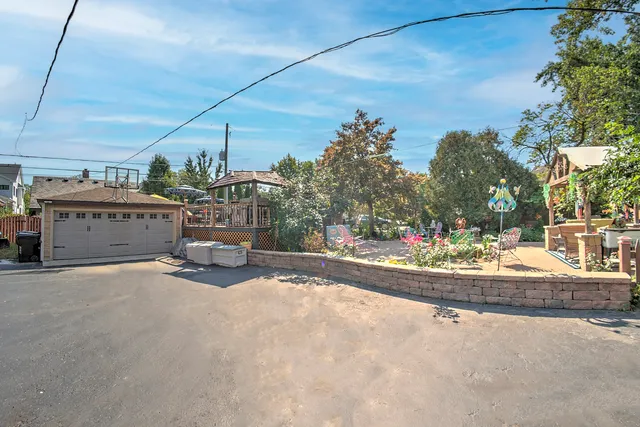 a street view with sitting space