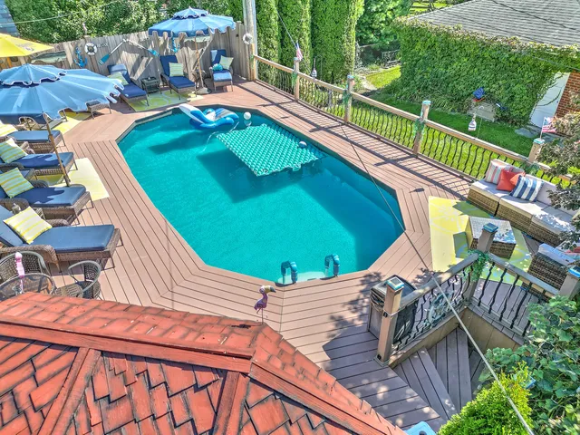an aerial view of a house