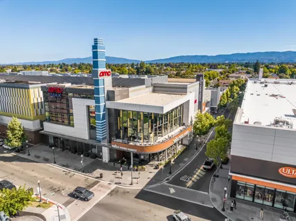 a city street with tall buildings