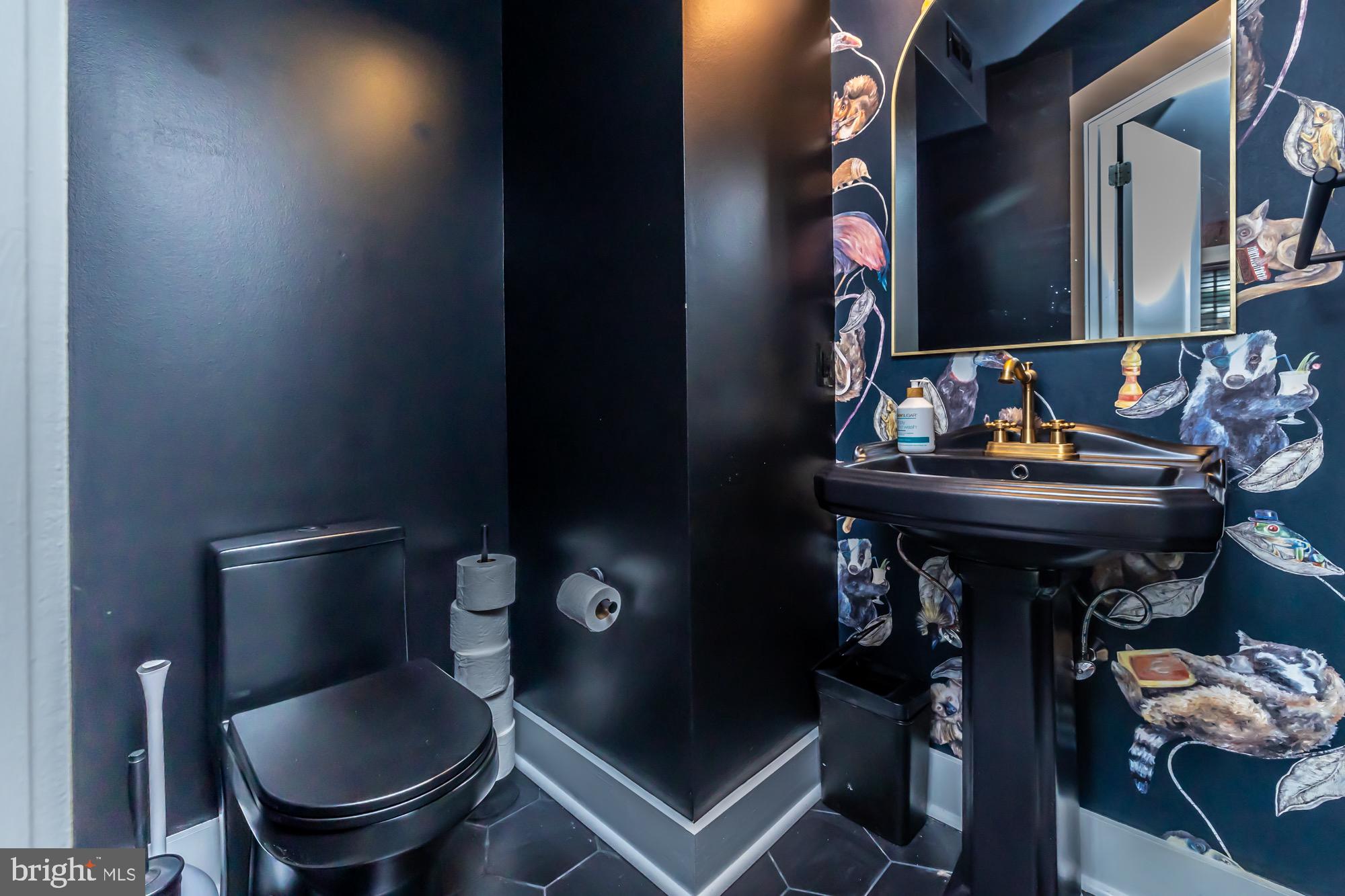 119 Federal Street Philadelphia, PA 19147 - Photo 11 of 51 Chic black bathroom with whimsical decor.