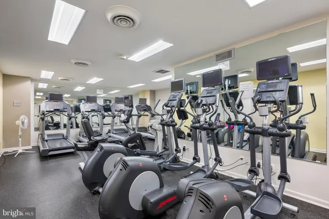 a view of a room with gym equipment