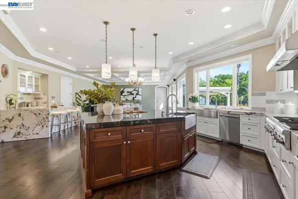 a view of kitchen and living room