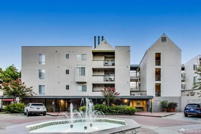 a front view of a building with street view