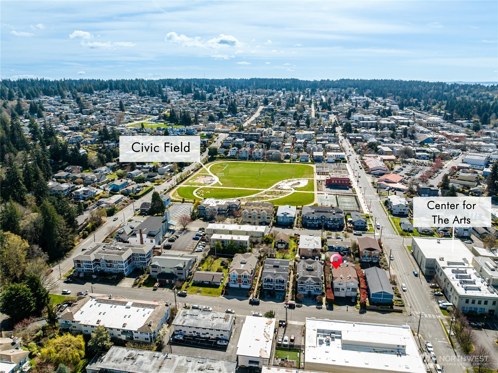 610 Glen Street, Unit 3 Edmonds, WA 98020 - Photo 3 of 19 an aerial view of a city with lots of residential buildings