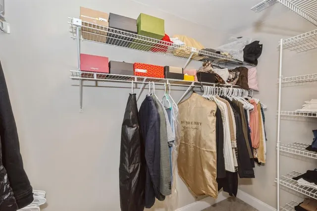a close up view of a closet