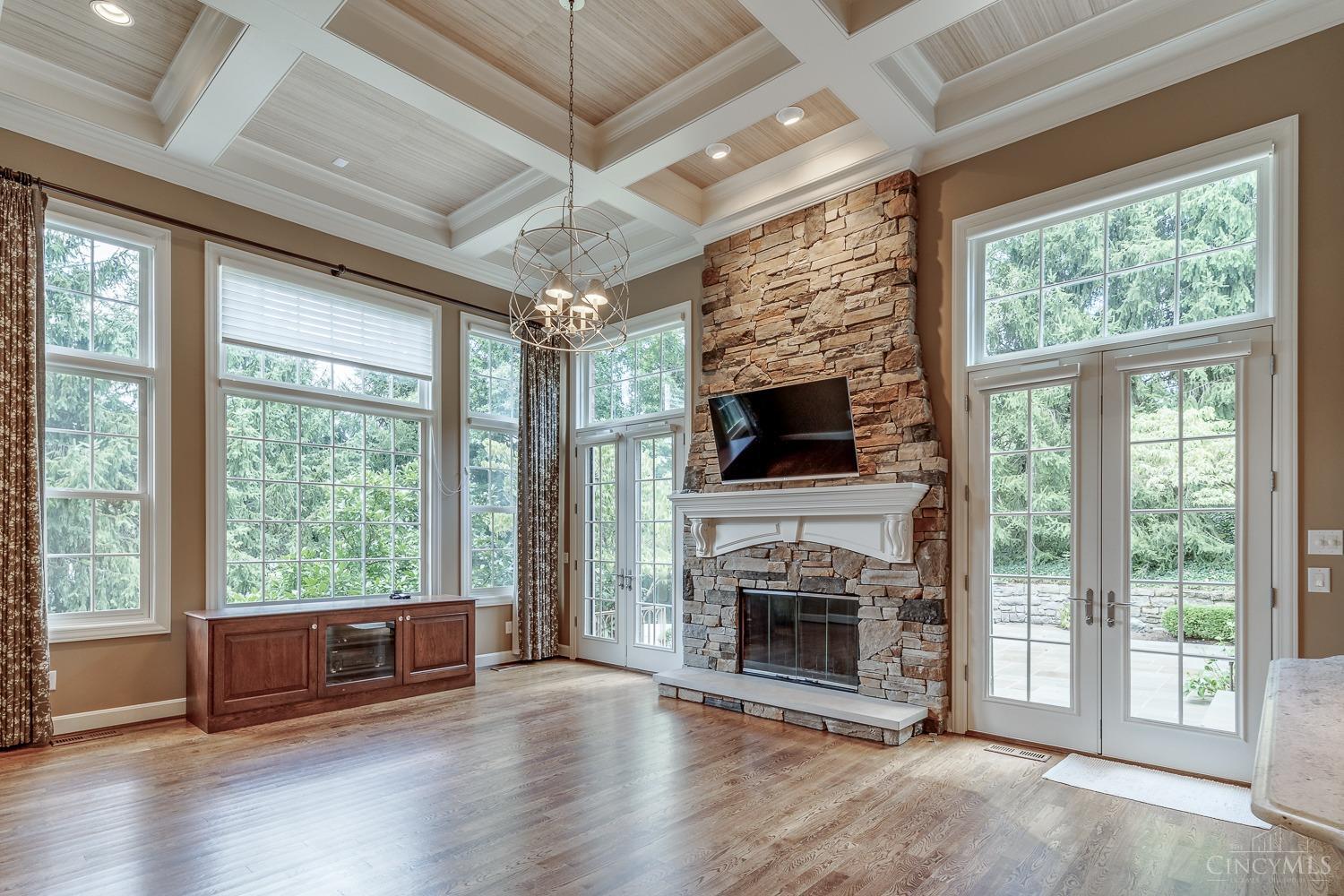 3548 Grandin Road Cincinnati, OH 45226 - Photo 13 of 47 Great Room (21' X 16') Another view of the great room showcasing floor to ceiling stone fireplace and the french doors that walk out to the Pennsylvania Blue Stone patio entertaining area.