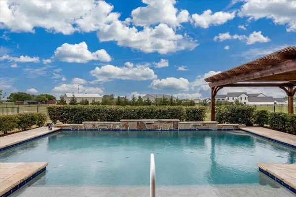 a view of a lake with a city