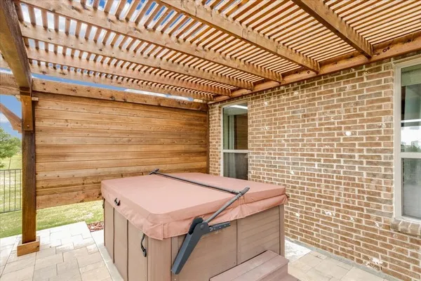 a view of a balcony with an outdoor space