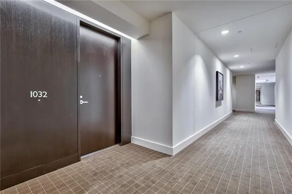 a view of hallway with livingroom