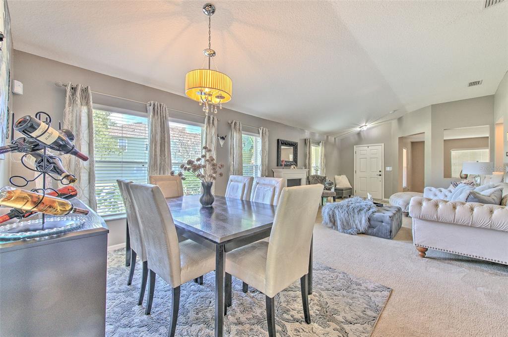 7352 Bridgeview Drive Zephyrhills, FL 33545 - Photo 15 of 49 a view of a dining room with furniture and chandelier