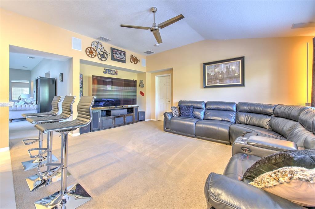 7352 Bridgeview Drive Zephyrhills, FL 33545 - Photo 22 of 49 a living room with furniture and a flat screen tv