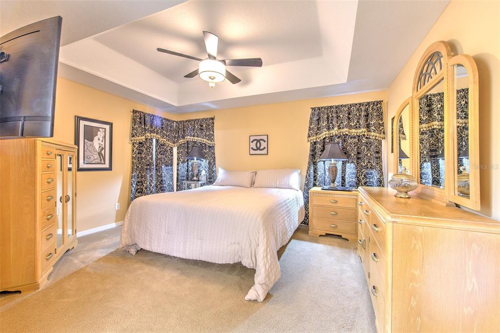 7352 Bridgeview Drive Zephyrhills, FL 33545 - Photo 29 of 49 a bed room with a bed and a chandelier