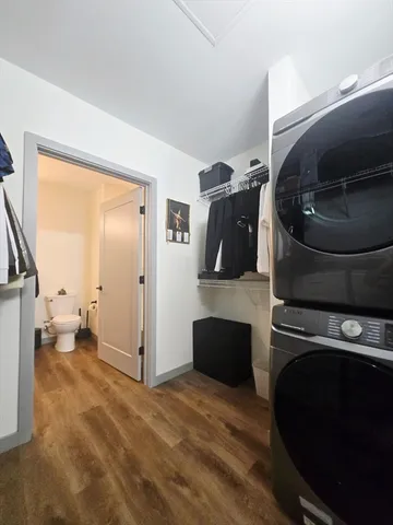 a view of a storage & utility room with washer and dryer