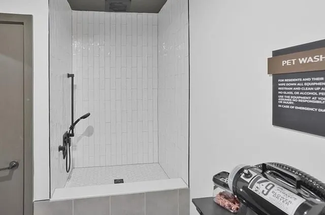 a bathroom with a shower