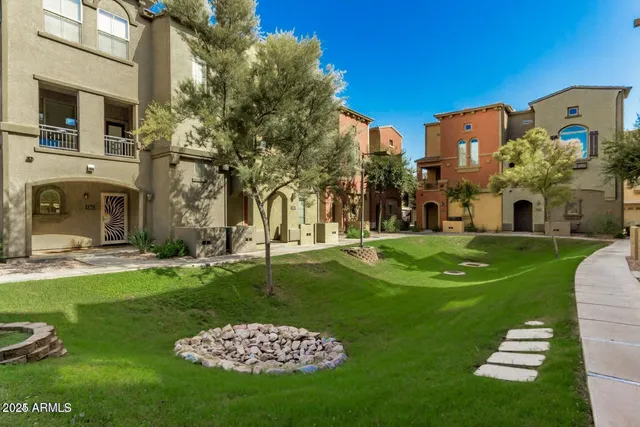 a view of a park with tree s