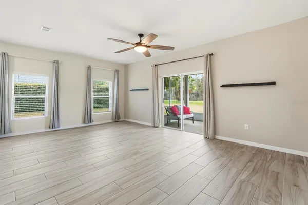 a view of a room with racks on the wall