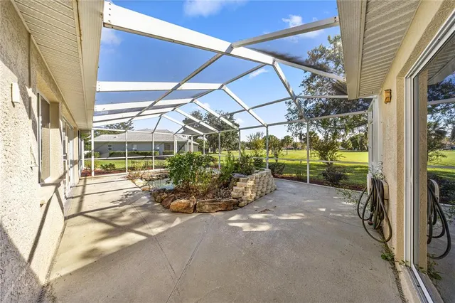 a view of a porch with a patio