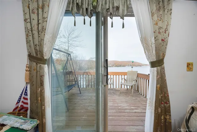 a view of an lake and a mountain