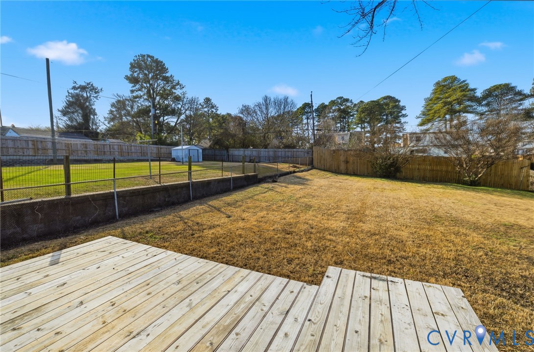 5009 Regent Road Richmond, VA 23230 - Photo 21 of 22 Wooden deck with a fenced backyard and a storage s