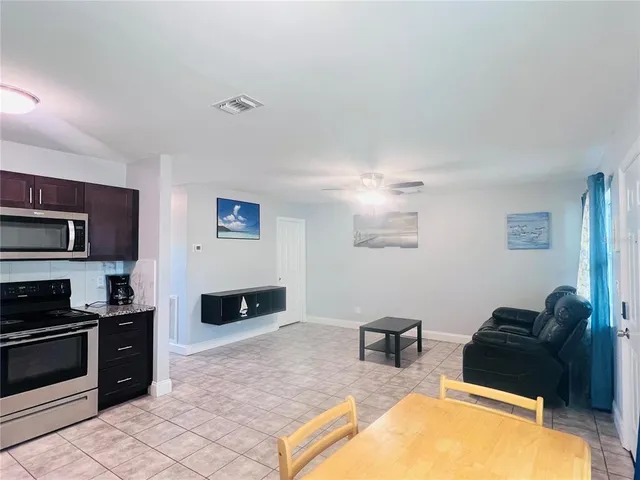 a living room with furniture