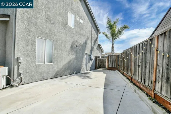 a porch with seating space