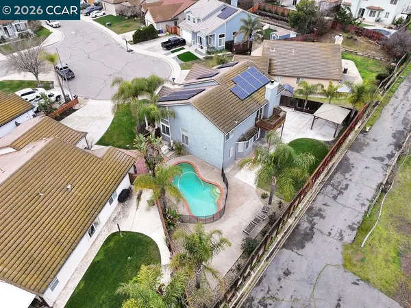 an aerial view of a house