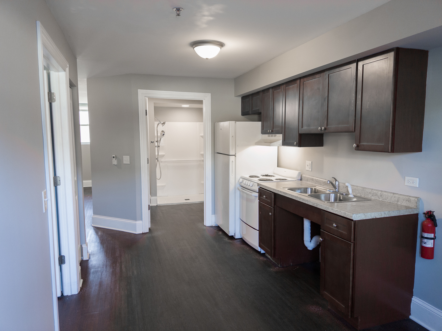 115 North Hickory Street, Unit B Joliet, IL 60435 - Photo 4 of 9 a kitchen with a sink cabinets and wooden floor