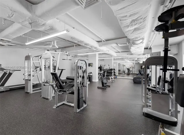 a view of a room with gym equipment