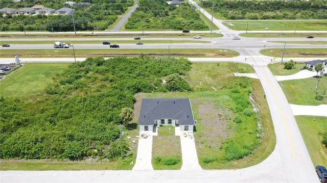 an aerial view of a house