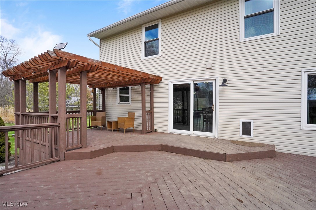 11215 Bloom Road Garrettsville, OH 44231 - Photo 25 of 42 Wooden terrace featuring a pergola
