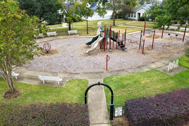 a park view with a slide