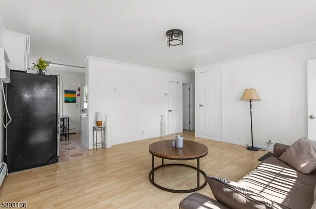 a living room with furniture a rug and a window