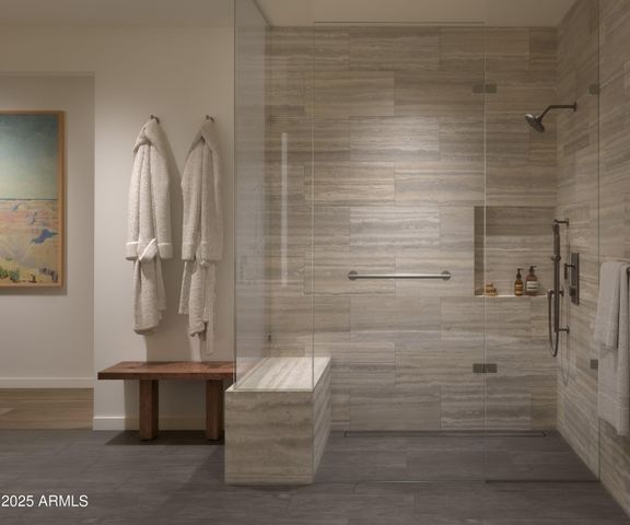 a bathroom with a shower