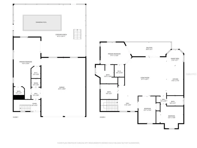 an aerial view of a house with swimming pool
