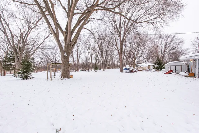 a street view covered with snow