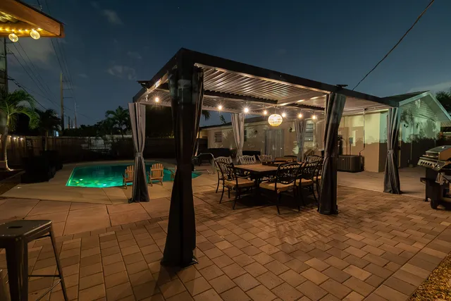 a view of outdoor space with seating