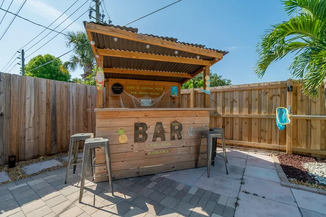 a park with table and chairs