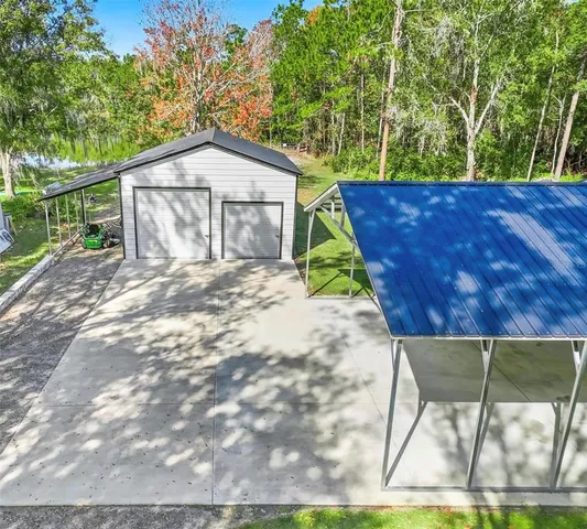 a view of a building with a street