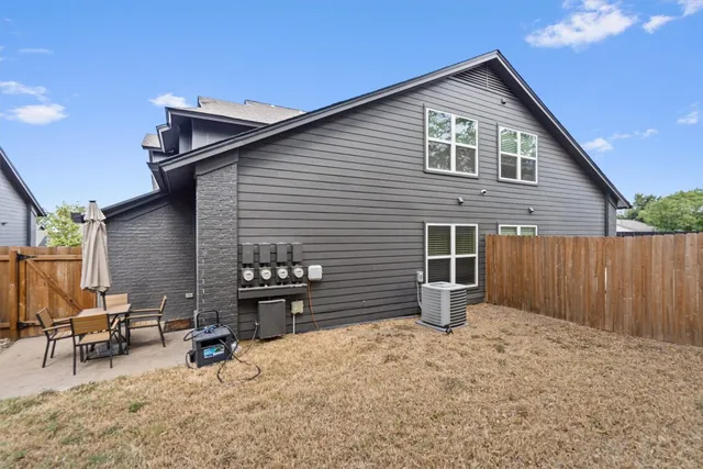 a front view of a house with patio