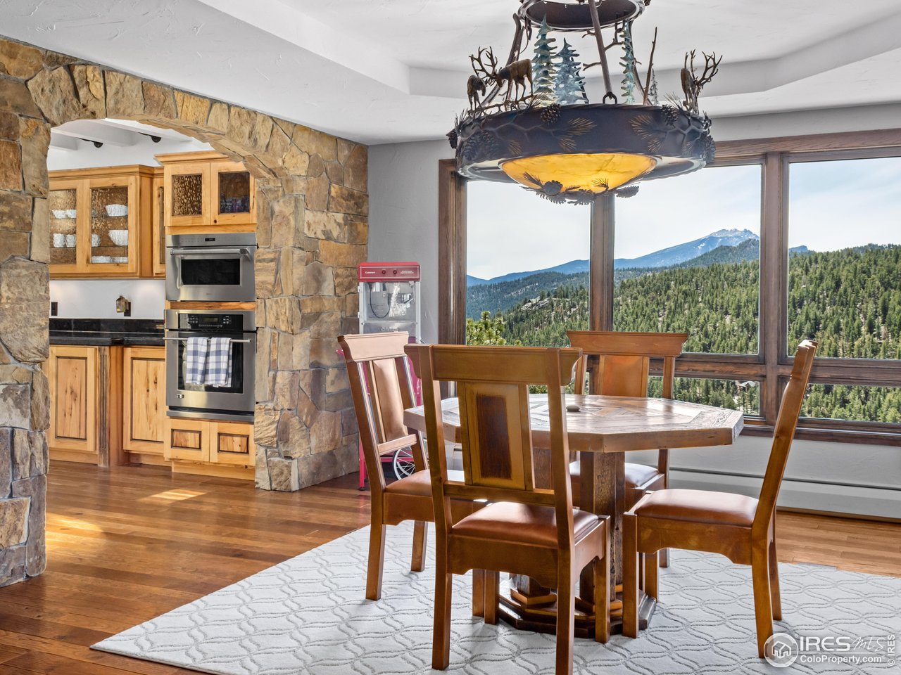 2701 Fall River Road Estes Park, CO 80517 - Photo 11 of 40 a view of a dining room with furniture window and wooden floor
