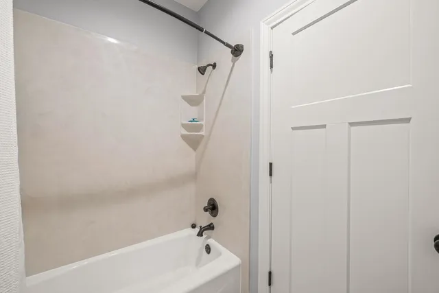 a bathroom with a bathtub