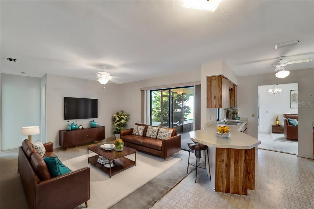 5861 Adams Road Venice, FL 34293 - Photo 9 of 51 Virtually Staged- Family Room Mid-Century Decor