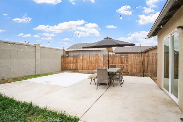 a outdoor space with patio area