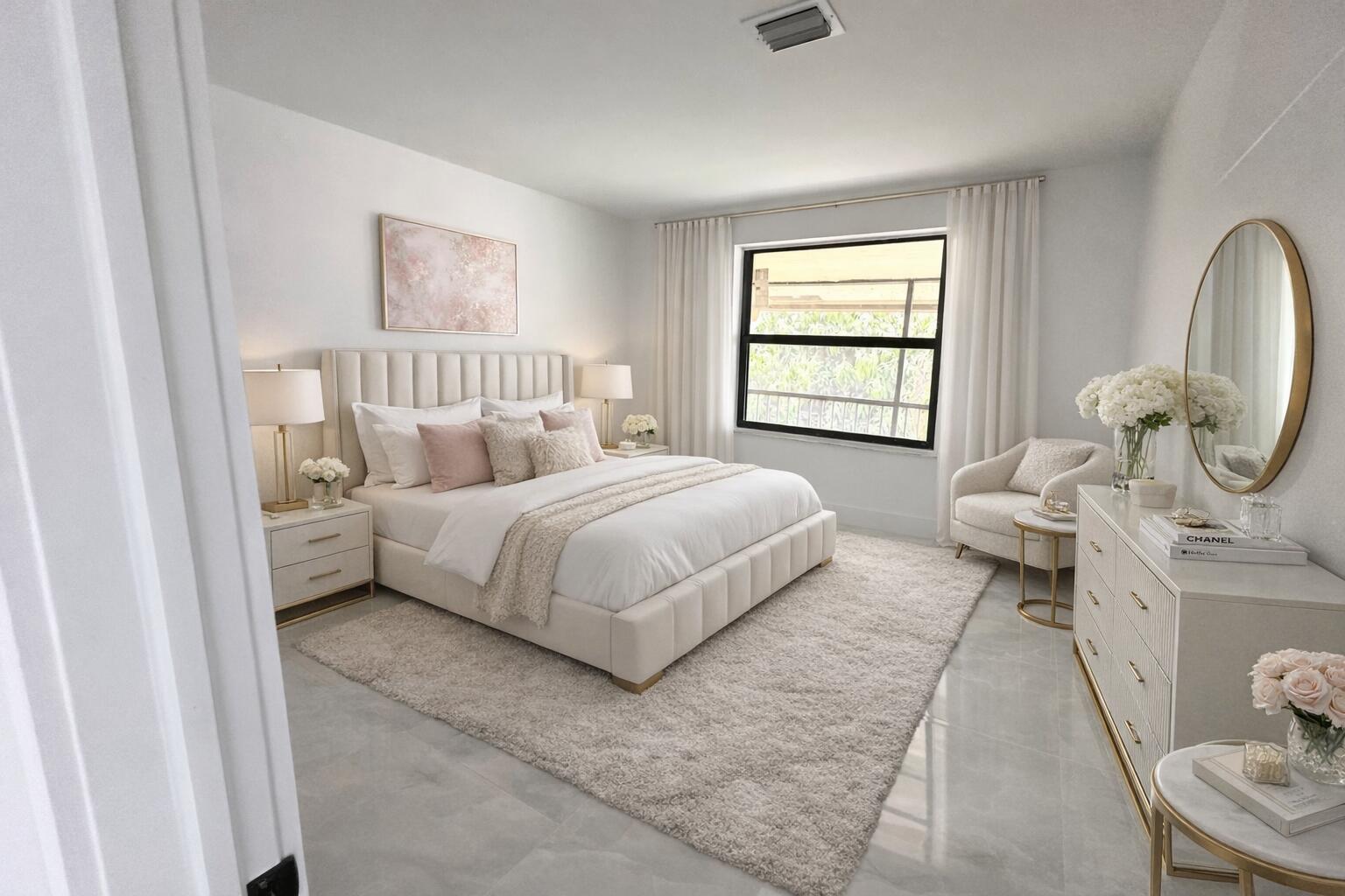 10033 Winding Lake Road, Unit 204 Sunrise, FL 33351 - Photo 3 of 37 a bedroom with a bed a mirror and a window