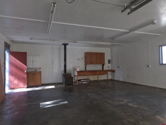 a view of a room with a garage