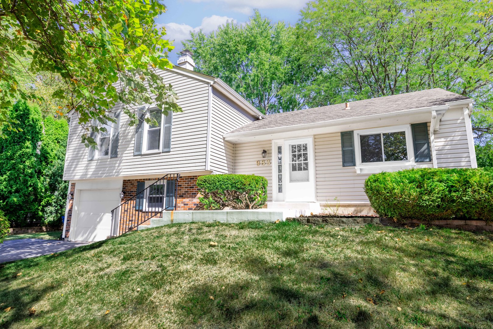 a view of a house with a yard and plants
