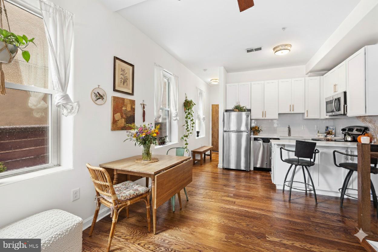729 South 12th Street, Unit 101 Philadelphia, PA 19147 - Photo 7 of 25 a view of a dining room with furniture and wooden floor
