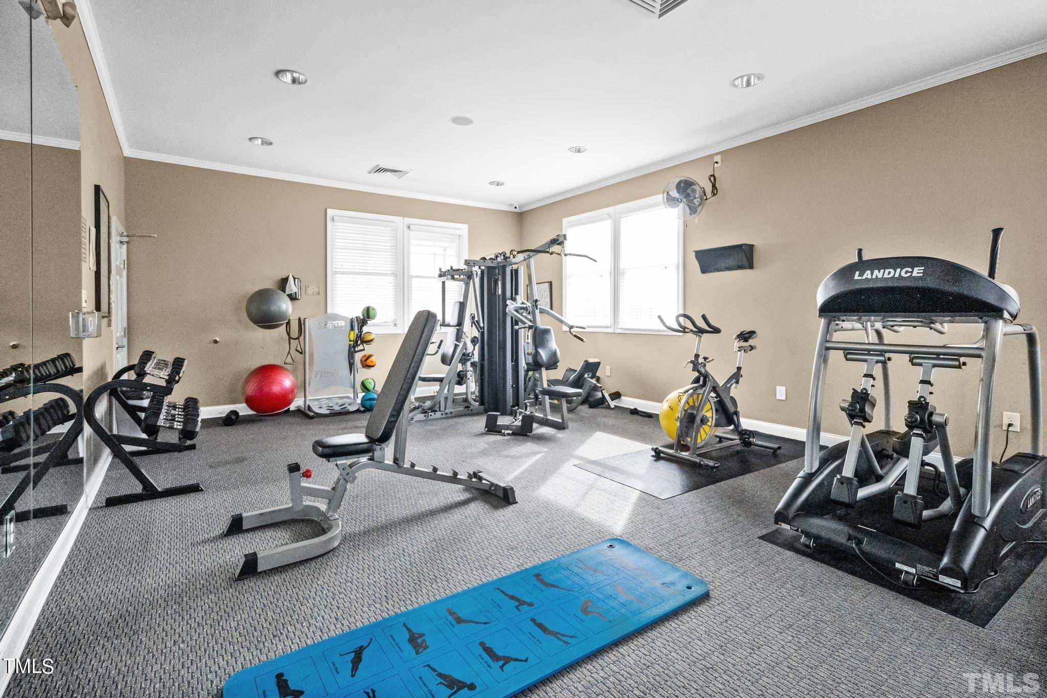 10103 Falls Meadow Court Raleigh, NC 27617 - Photo 51 of 54 a view of a room with gym equipment