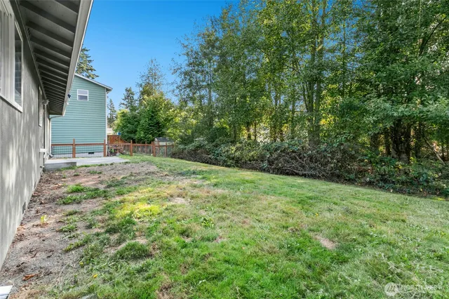 a view of backyard with outdoor and green space